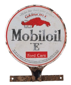PORCELAIN MOBILOIL "E" LUBSTER PADDLE FOR FORD CARS