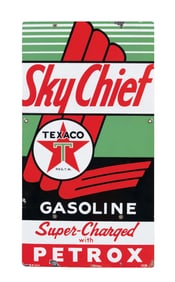 TEXACO SKY CHIEF GASOLINE SUPER-CHARGED W/ PETROX PUMP PLATE