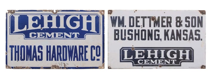COLLECTION OF 2: LEHIGH CEMENT PORCELAIN SIGNS