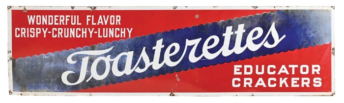 TOASTERETTES EDUCATOR CRACKERS PORCELAIN SIGN