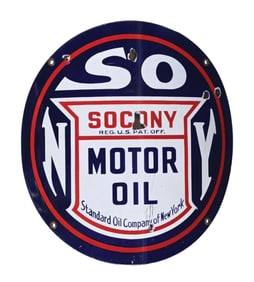 SOCONY MOTOR OIL CURVED PORCELAIN SIGN