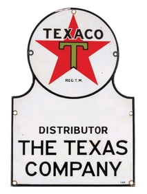 TEXACO PORCELAIN KEYHOLE DISTRIBUTOR SIGN
