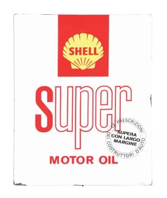 SHELL SUPER MOTOR OIL PORCELAIN SERVICE STATION SIGN.