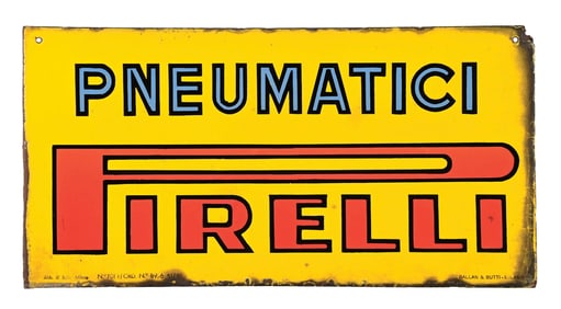 PNEUMATICI PIRELLI TIRES PORCELAIN SERVICE STATION SIGN.