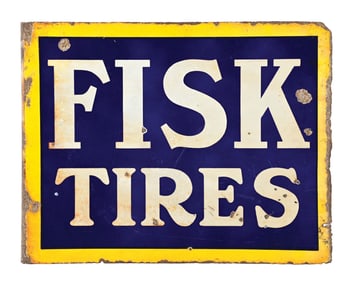 FISK TIRES PORCELAIN SERVICE STATION FLANGE SIGN
