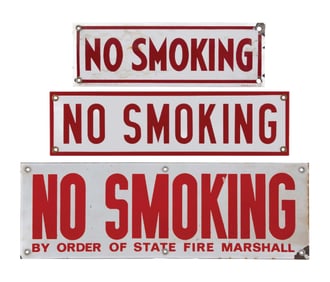 COLLECTION OF 3: NO SMOKING PORCELAIN SIGNS