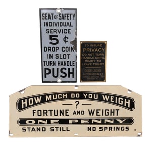 COLLECTION OF 3: COIN-OPERATED MACHINE SIGNS