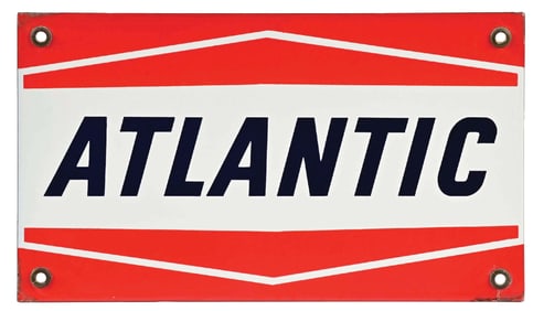 ATLANTIC GASOLINE PORCELAIN PUMP PLATE SIGN