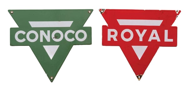 COLLECTION OF 2 CONOCO PORCELAIN PUMP PLATES