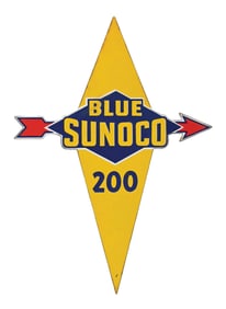 BLUE SUNOCO 200 GASOLINE PORCELAIN PUMP PLATE SIGN