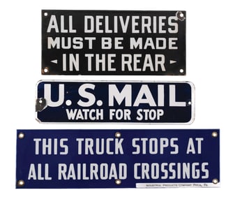 COLLECTION OF 3: PORCELAIN VERBIAGE SIGNS