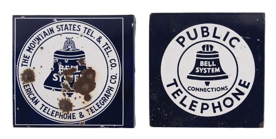 COLLECTION OF 2: BELL TELEPHONE FLANGE SIGNS