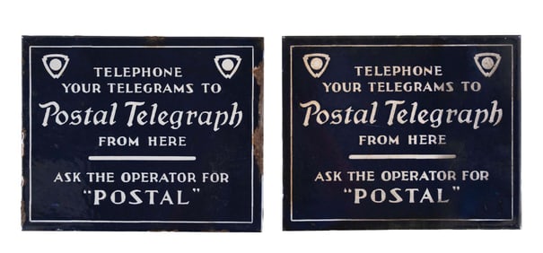 COLLECTION OF 2: POSTAL TELEGRAM FLANGE SIGNS