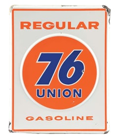 UNION 76 REGULAR GASOLINE PORCELAIN PUMP PLATE SIGN