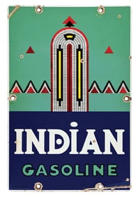 INDIAN GASOLINE PORCELAIN PUMP PLATE SIGN