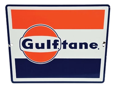 GULFTANE GASOLINE PORCELAIN PUMP PLATE SIGN