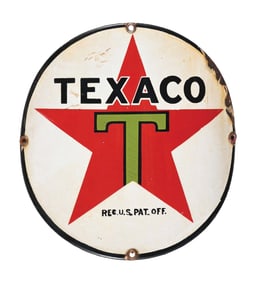 TEXACO GASOLINE CURVED PORCELAIN PUMP PLATE