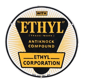ETHYL ANTIKNOCK COMPOUND PORCELAIN PUMP PLATE SIGN