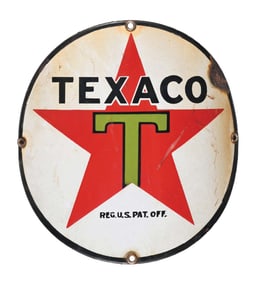 TEXACO GASOLINE CURVED PORCELAIN PUMP PLATE SIGN