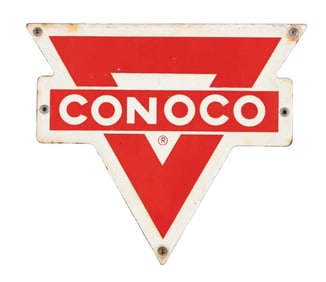 CONOCO MOTOR OILS PORCELAIN TRIANGLE SIGN