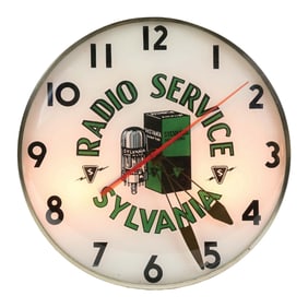 SYLVANIA RADIO SERVICE ADVERTISING LIGHT-UP CLOCK