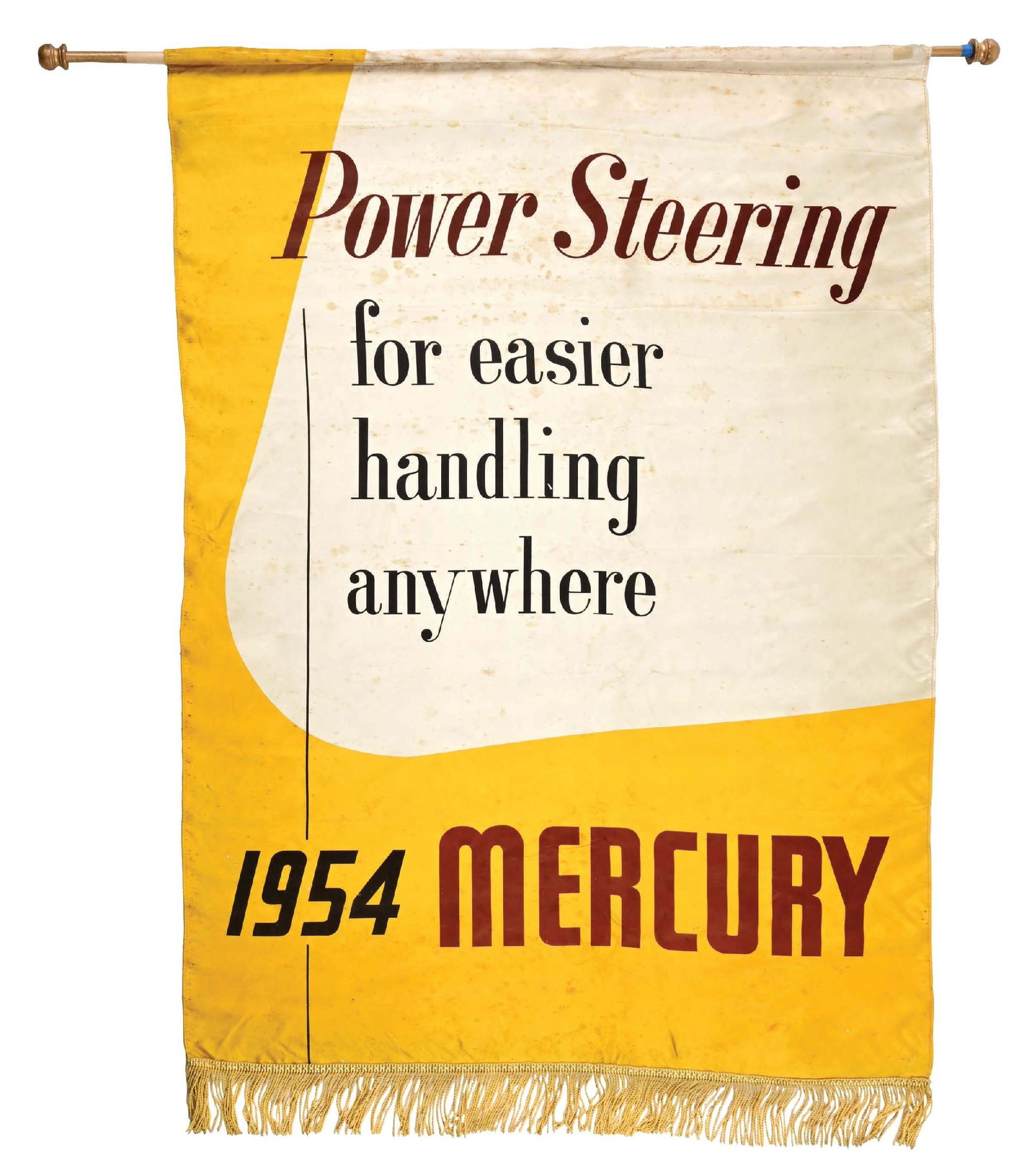 1954 MERCURY POWER STEERING FOR EASIER HANDLING ANYWHERE ADVERTISING DEALERSHIP BANNER (1 of 3)