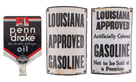 COLLECTION OF 3: PUMP PLATES AND LUBSTER PADDLE SIGN