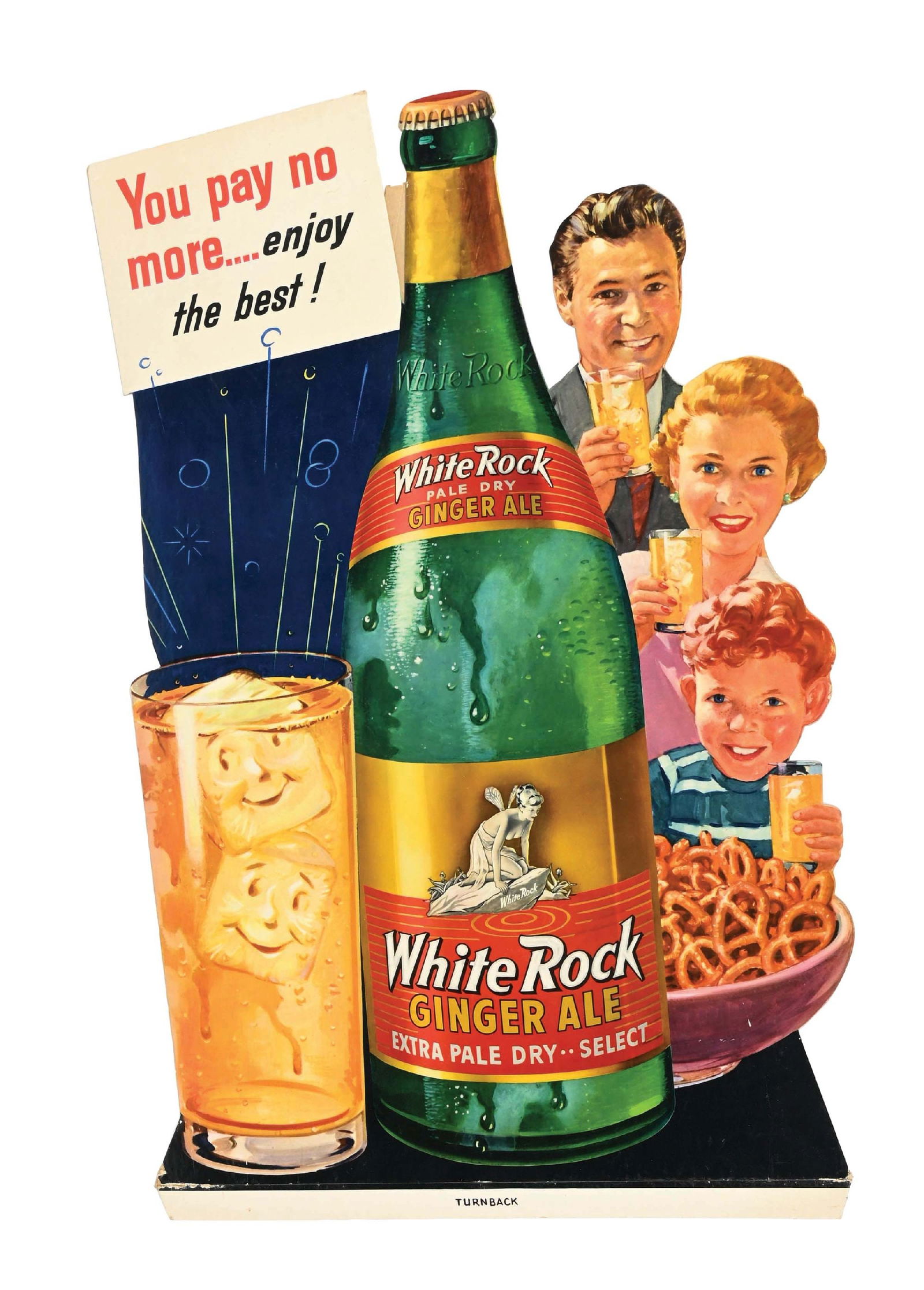 WHITE ROCK GINGER ALE CARD BOARD EASEL BACK DISPLAY. (1 of 2)