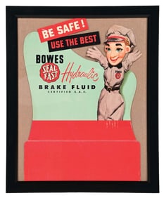 BE SAFE! USE THE BEST BOWES SEAL FAST HYDRAULIC BRAKE FLUID FRAMED STORE DISPLAY