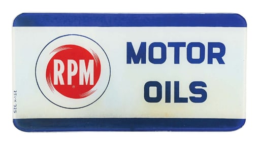 RPM MOTOR OILS OIL CABINET AD GLASS PANEL.