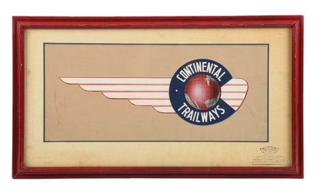 CONTINENTAL TRAILWAYS FRAMED ARTIST RENDERING PRINT.