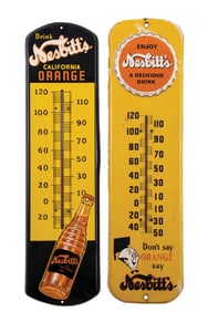 COLLECTION OF 2: NESBITTS ORANGE SODA THERMOMETERS