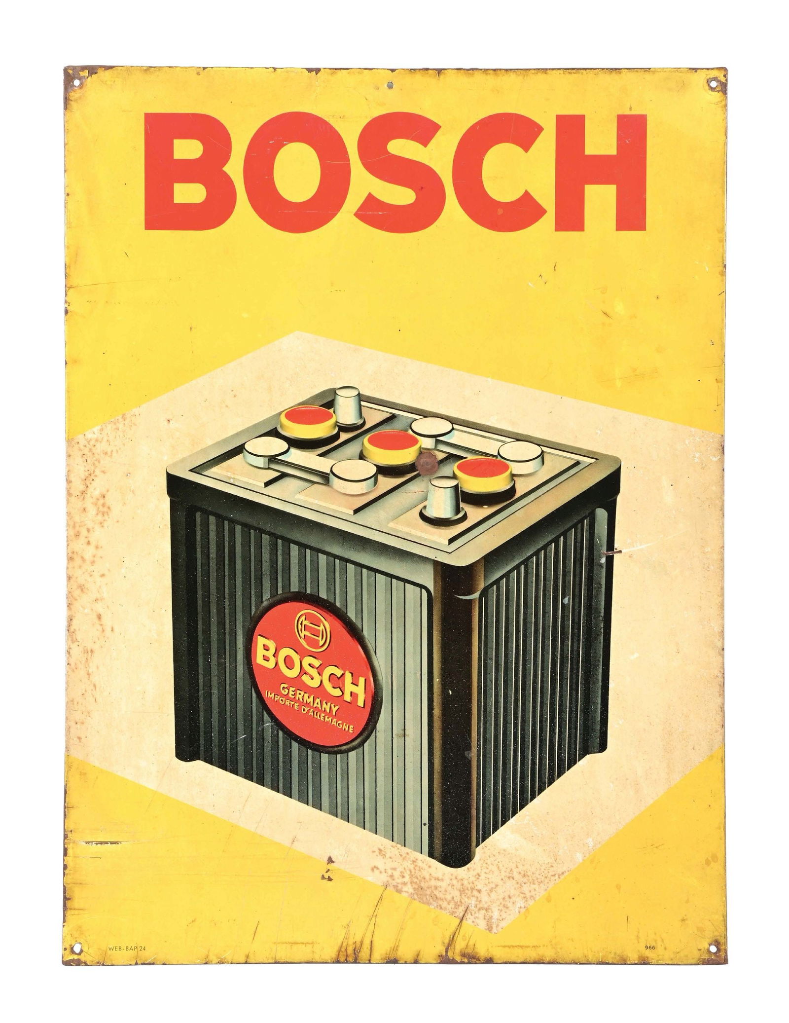 BOSCH AUTOMOTIVE BATTERIES TIN SIGN W/ BATTERY GRAPHIC. (1 of 2)