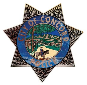 CITY OF CONCORD POLICE TIN SIGN W/ COWBOY GRAPHIC