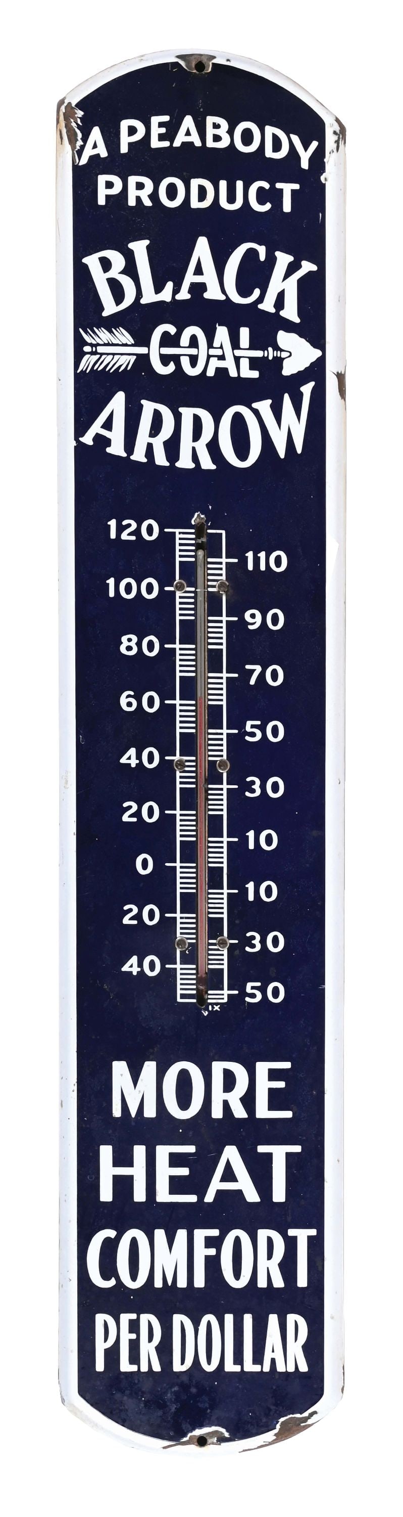 BLACK ARROW COAL PORCELAIN THERMOMETER (1 of 2)