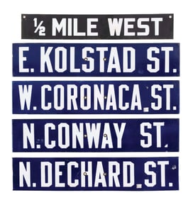 COLLECTION OF 5: PORCELAIN STREET SIGNS