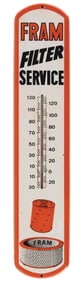 FRAM OIL AND FILTERS TIN SERVICE STATION THERMOMETER