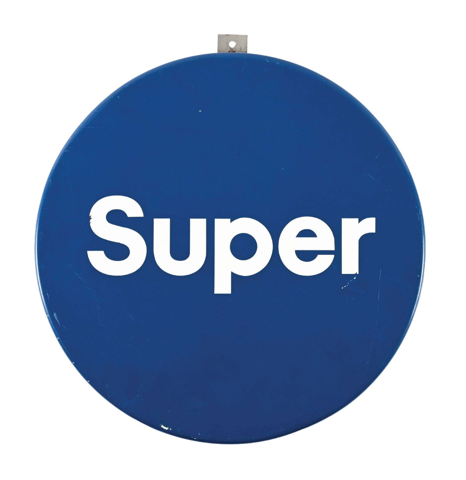 SUPER TIN GAS PUMP SIGN W/ COOKIE CUTTER EDGE (1 of 2)