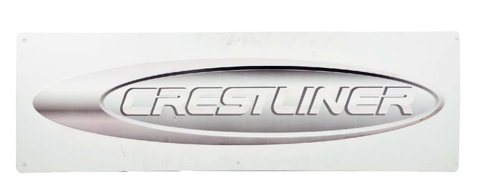 CRESTLINER EMBOSSED TIN SIGN.