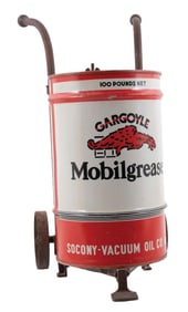 MOBILOIL GREASE 100LB CAN W/ ORIGINAL HAND TRUCK