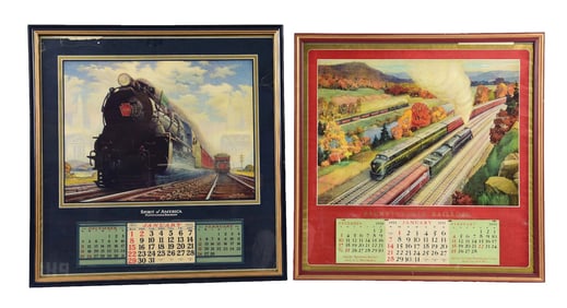 LOT OF 2: FRAMED PENNSYLVANIA RAILROAD CALENDARS.