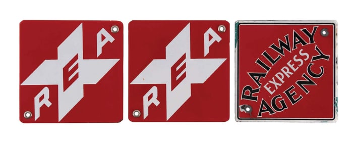 COLLECTION OF 3: PORCEALIN RAILROAD SIGNS