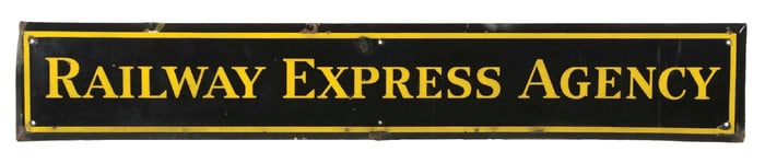 RAILWAY EXPRESS AGENCY PORCELAIN SIGN.