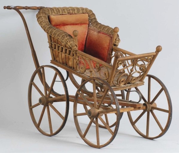 Victorian Doll Carrying Wicker.: Wicker is repaired and intact. Condition (Very Good). Size 23" x 35".