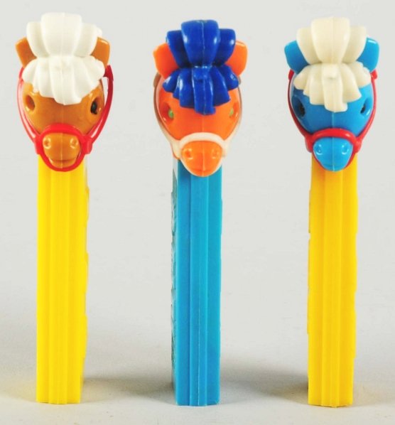 Lot of 3: Pony Pez Dispensers.: In three different color variations. Condition (Excellent). Size Each: 4 - 1/2" T.
