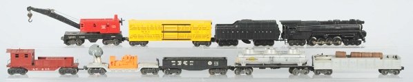 Lionel No. 671 Freight Train Set.: Post-war. Includes no. 671 turbine steam engine with matching whistle tender and seven freight cars. Some wear throughout. Condition (Very Good).