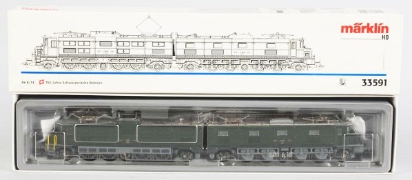 Marklin HO Double Powered Unit Engines.: Contemporary. Both engines marked "11801". Original box marked "33591". Condition (Near Mint).