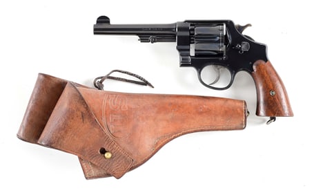 (C) US SMITH & WESSON 1917 ARMY .45 ACP DOUBLE ACTION REVOLVER WITH HOLSTER.