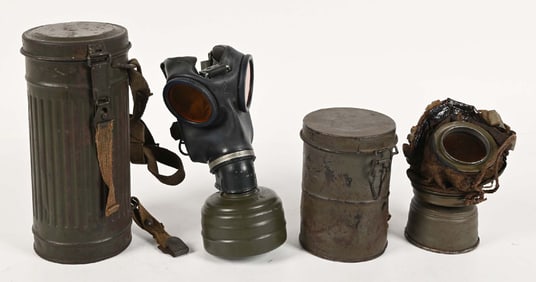 LOT OF 2: GERMAN WWI AND WWII GAS MASKS.