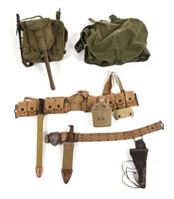 LOT OF 4: SETS OF US WWI-WWII FIELD GEAR.